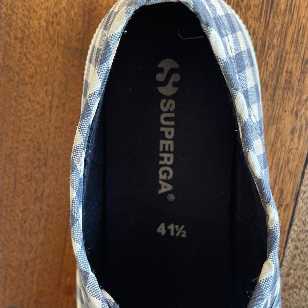 Superga Blue Gingham Sneakers GUC, Size 10 - Picture 3 of 10